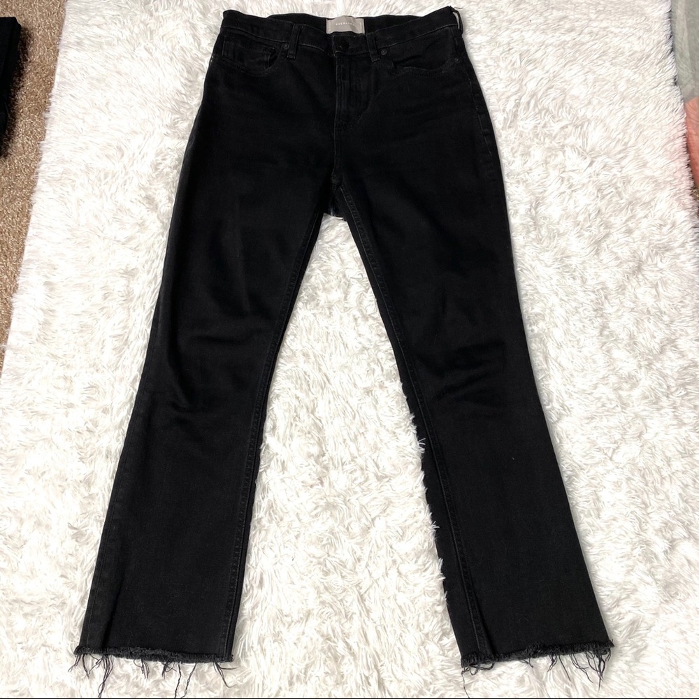 Everlane High Rise Black Flare Cropped Jeans